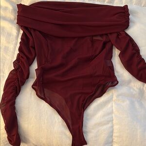 Burgundy woman’s off the shoulder bodysuit Size Small Brand New with tags